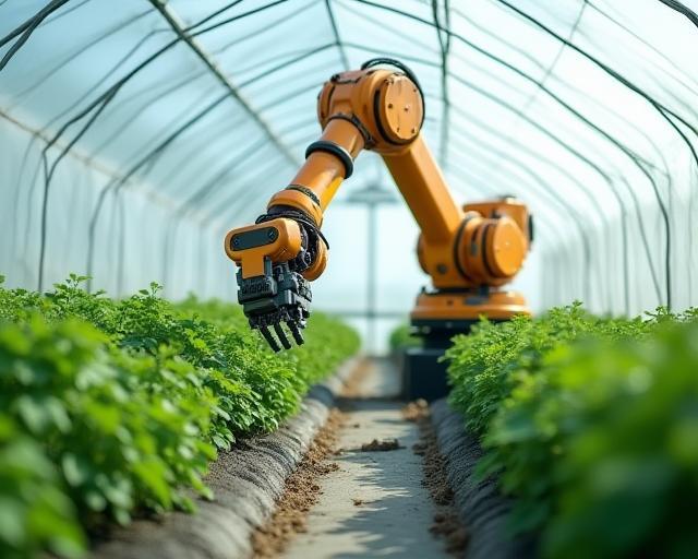 Automated robotic arm in a greenhouse
